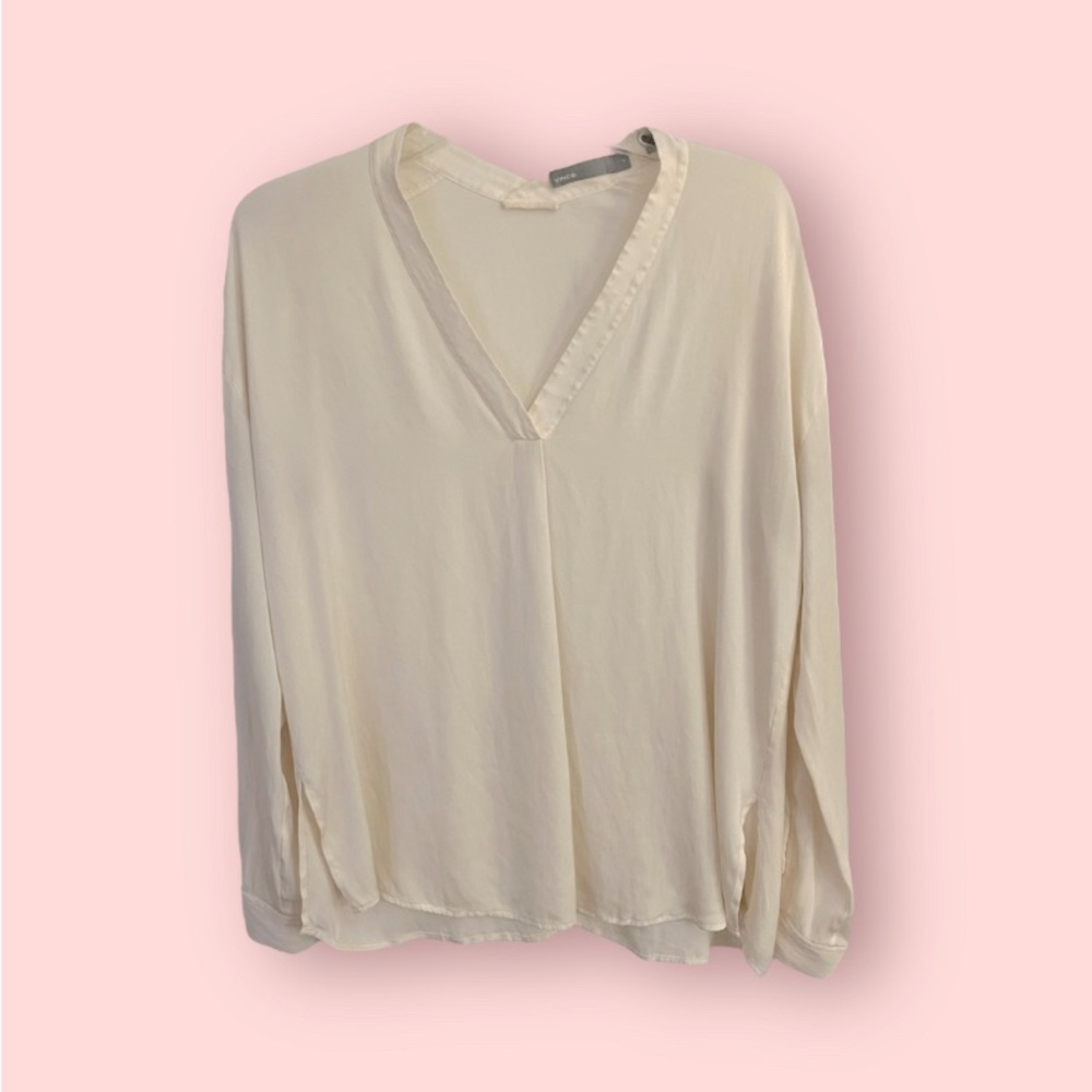 Vince Silk Band-Collar Blouse Size Medium‎